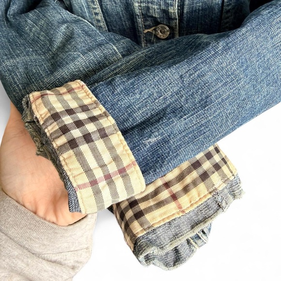 Burberry Dark Blue Denim Jacket with Tan Leather Label - Picture 8 of 10
